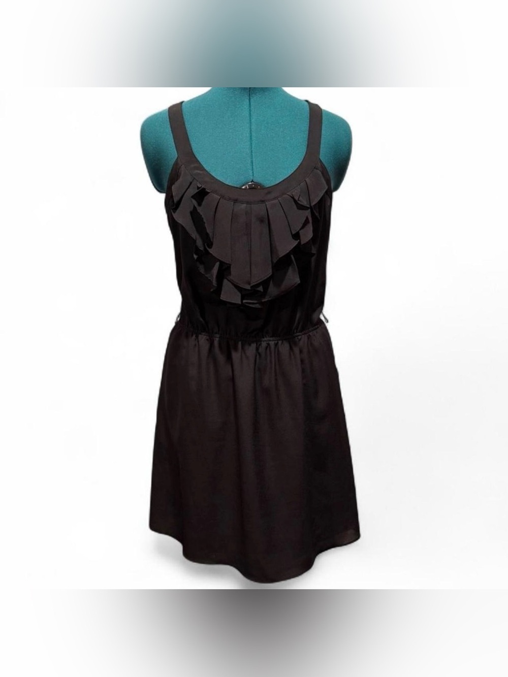 Express Black Ruffle-Front Sleeveless Mini Dress